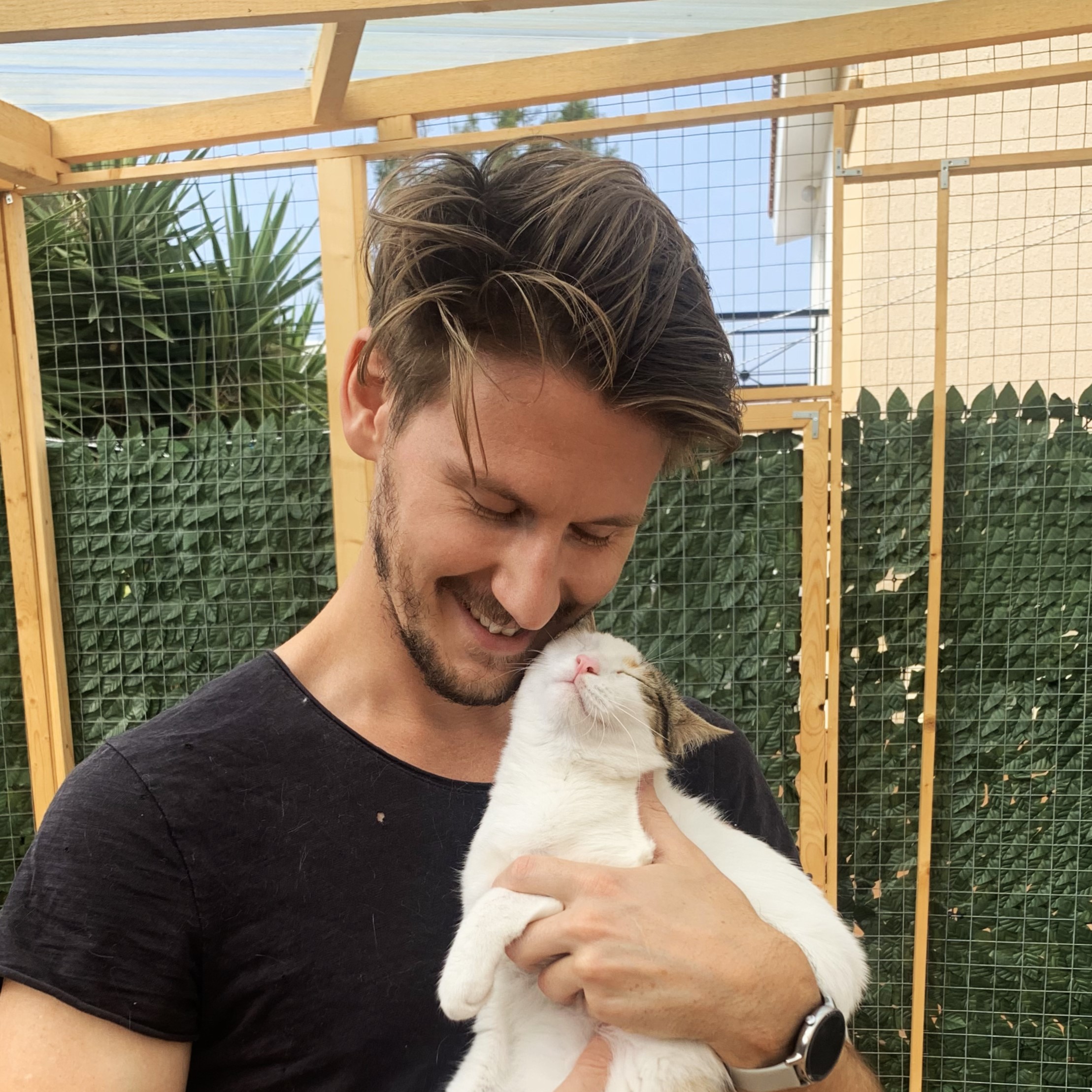 Joff with one of his cats