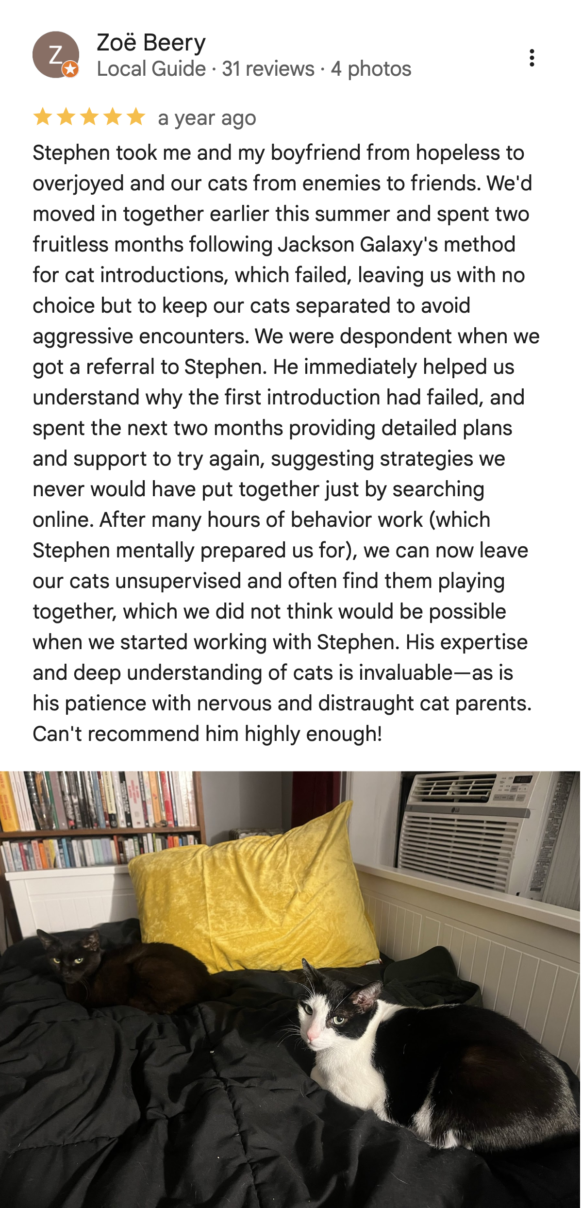 Google Review from Zoë Beery